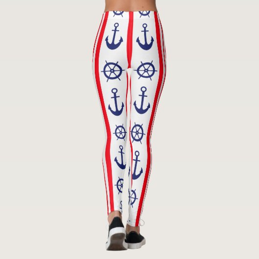 Rood- en blauw handankschip leggings (Achterkant)