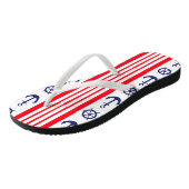 Rood- en blauw handankschip teenslippers (Schuin)