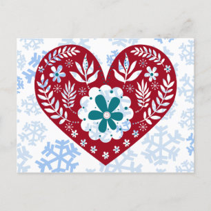 Rood en Blauw  Hart Liefde Briefkaart