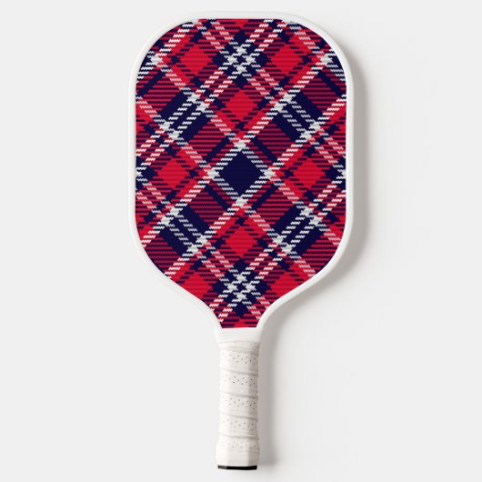 Rood en Blauw Houndstooth Plaid Pickleball Paddle (Achterkant)