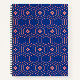 Rood en Blauw Kikko Patroon Traditionele Geometris Notitieboek