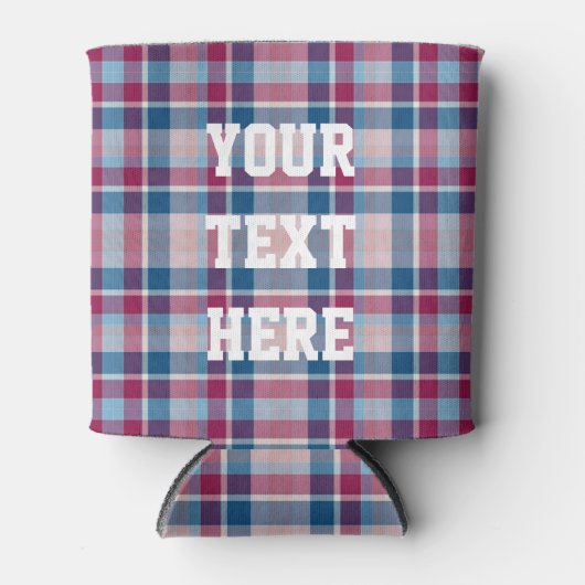 Rood en blauw Klassieke geplaste aangepaste tekst Blikjeskoeler (Voorkant)