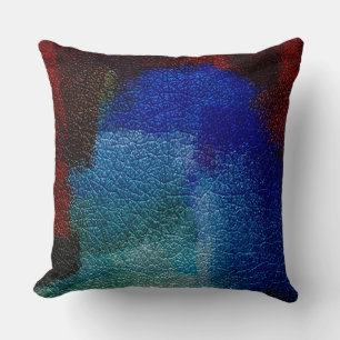 Rood en Blauw Leer Kijk Kussen