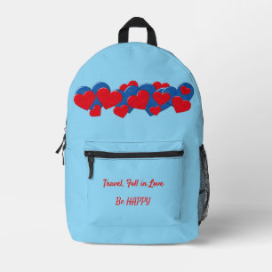 Rood en Blauw Liefde Harten op lichtblauwe achterg Bedrukte Rugzak