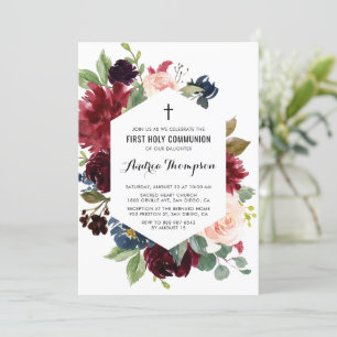 Rood en blauw Lijst Eerste Heilige Communie Kaart