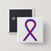 Rood- en blauw-lint-Button Vierkante Button 5,1 Cm (Voorkant /achterkant)