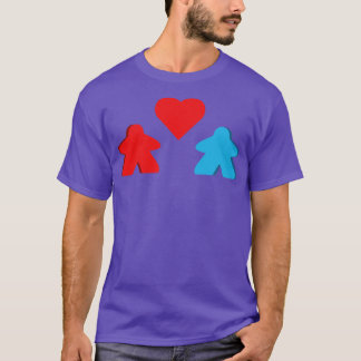Rood en Blauw Meeple Couple Board Game Valentijnse T-shirt