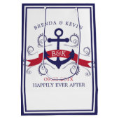 Rood en blauw Nautisch anker met zwammen Medium Cadeauzakje (Achterkant)
