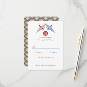 Rood- en blauw papier, dubbelzijdig Chinees huweli RSVP Kaartje