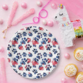 Rood en Blauw Paw 4th Juli Bord (Feest)