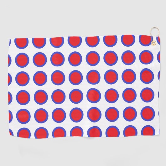 Rood en blauw poka Dots White Golfhanddoek (Horizontaal)