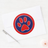 Rood en Blauw Poot Print Ronde Sticker (Envelop)