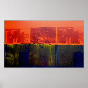 Rood en blauw poster