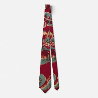 Rood en Blauw Retro Bloemendesign Stropdas