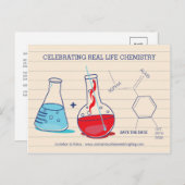 Rood en blauw Save the Date Chemistry Briefkaarten (Voorkant / Achterkant)