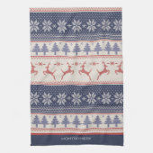 Rood en Blauw Scandinavisch Patroon Op Maat Theedoek (Verticaal)