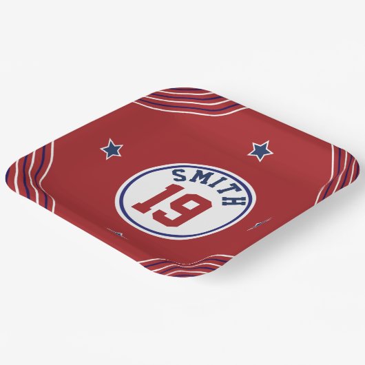 Rood- en blauw-sportthema Papieren Bord (Gebogen)