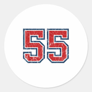 Rood En Blauw Srts Nummer 55 Jersey Uniform Speler Ronde Sticker
