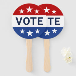 Rood en blauw stemmen bij verkiezingen handwaaier