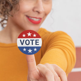Rood en blauw stemmen bij verkiezingen ronde sticker