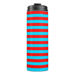 Rood en blauw strepen ontwerp thermosbeker