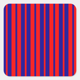 Rood en blauw strepen ontwerp vierkante sticker