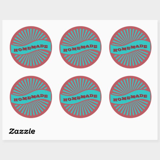 Rood en blauw Sunburst Banner Homemade Label (Vel)