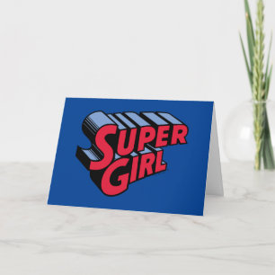 Rood en Blauw Supergirl Gestapelde Naam Logo Kaart
