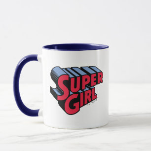 Rood en Blauw Supergirl Gestapelde Naam Logo Mok
