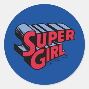 Rood en Blauw Supergirl Gestapelde Naam Logo Ronde Sticker