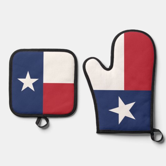 Rood en blauw Texas State Flag Ovenwant & Pannenlap Set (Voorkant)