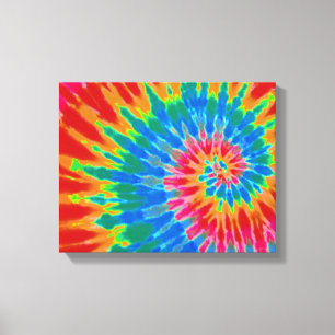 Rood en Blauw Tie Dye 14 "x11" Art Canvas Afdruk