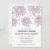 Rood en blauw vuurwerk op 4 juli kaart (Voorkant)