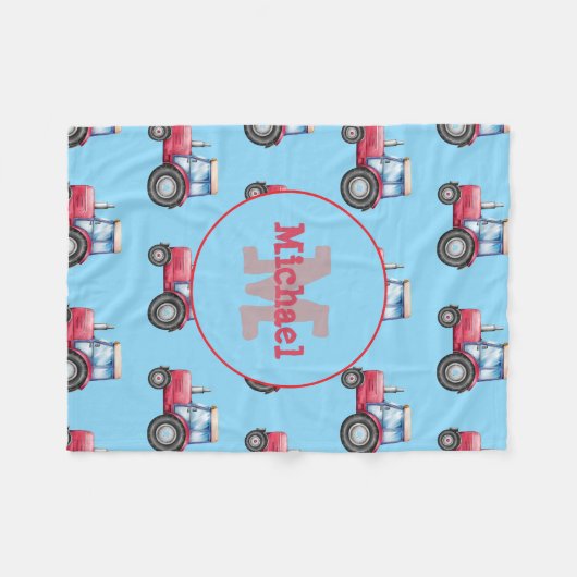 Rood en Blauw Waterverf Tractor Patroon Custom Fleece Deken (Voorkant (Horizontaal))
