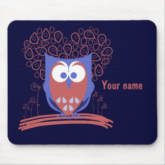 Rood en blauw Whimsical Cute Owl mousepad Muismat