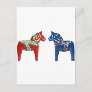 Rood- en blauwe Dala Horse Briefkaart