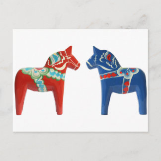 Rood- en blauwe Dala Horse Briefkaart