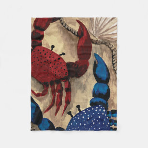 Rood- en blauwe krab, rugleuning fleece deken