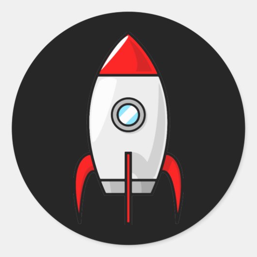 Rood- en blauwe raketten ronde sticker (Voorkant)