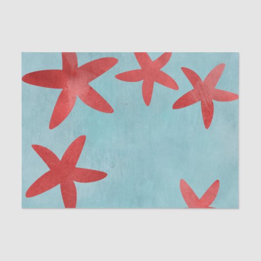 Rood en blauwe Starfish Tissuepapier (Voorkant)