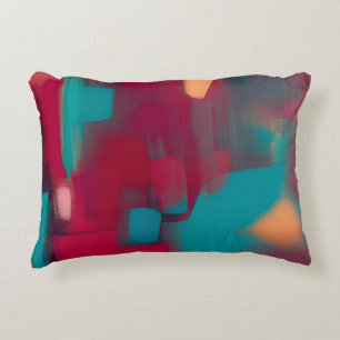 Rood en blauwgroen abstract mengsel accent kussen