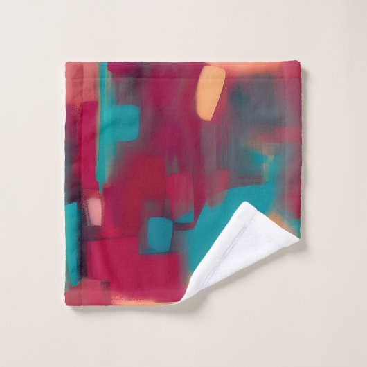 Rood en blauwgroen abstract mengsel bad handdoek (Wasdoekje)