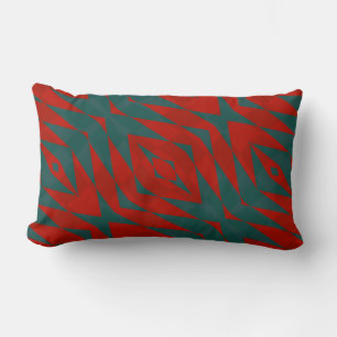 Rood en Blauwgroen Geometrisch Kussen