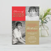 Rood en Brons Goud Classic 2 Foto Afstuderen Kaart (Staand voorkant)