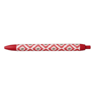 Rood En Bruin Ikat Patroon Zwarte Inkt Pen