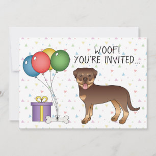 Rood en bruine Rottweiler Cute Cartoon Hond - Verj Kaart