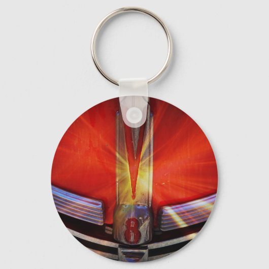 Rood en Chrome V8 Sleutelhanger (Voorkant)