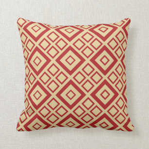 Rood- en Cream Diamond Pattern Pillow Kussen