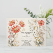 Rood en Crème Bloemen Kaart (Staand voorkant)