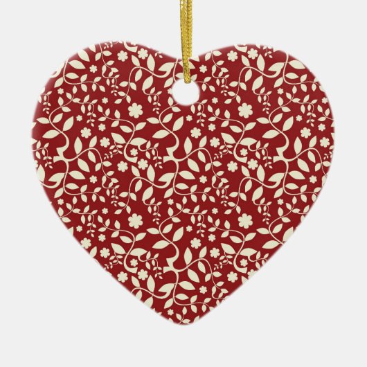 Rood en Crème Bloemen Keramisch Ornament (Voorkant)